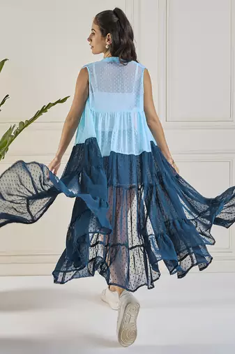 Winered dual shade  georgette longline shrug