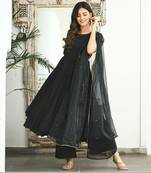 Black Short A Line Anarkali With Palazzo & Heavy Dupatta
