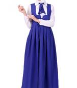Collared white and royal blue flared abaya