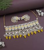 traditional kundan & pearl bridal choker necklace jewellery set 