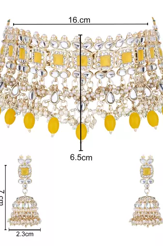 traditional kundan & pearl bridal choker necklace jewellery set 