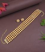 traditional pearl beaded stylish moti choker necklace jewellery set 