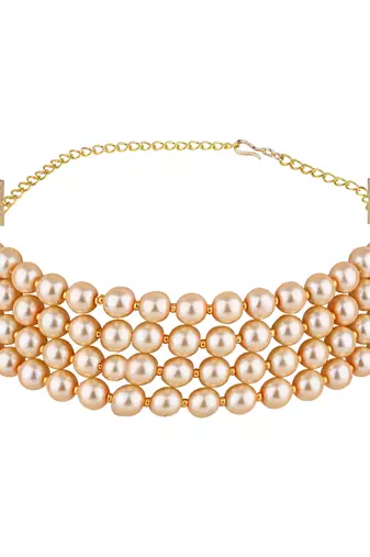 traditional pearl beaded stylish moti choker necklace jewellery set 