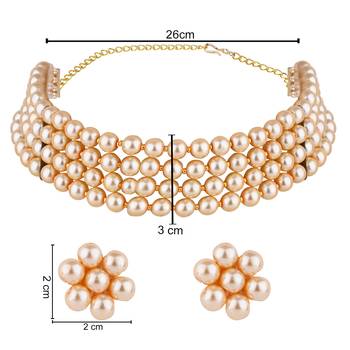 traditional pearl beaded stylish moti choker necklace jewellery set  5