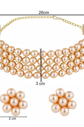 traditional pearl beaded stylish moti choker necklace jewellery set 