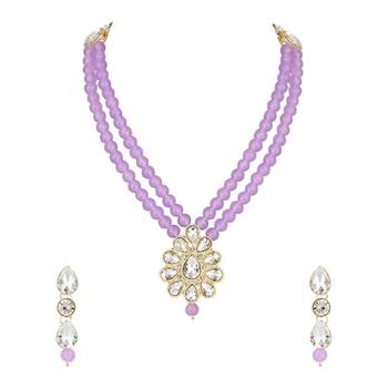 traditional pearl & stone necklace jewellery set  2
