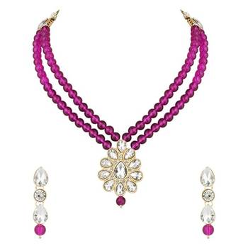 traditional pearl & stone necklace jewellery set  2