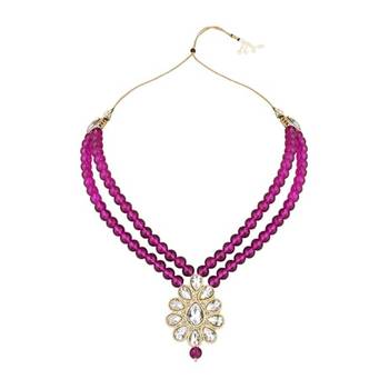 traditional pearl & stone necklace jewellery set  3