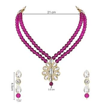 traditional pearl & stone necklace jewellery set  5