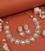 traditional white kundan choker necklace jewellery set 