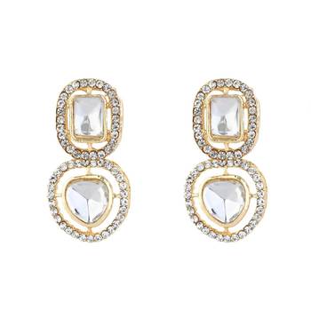 traditional white kundan choker necklace jewellery set  4