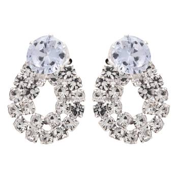 silver plated cubic zirconia american diamond necklace jewellery set  4