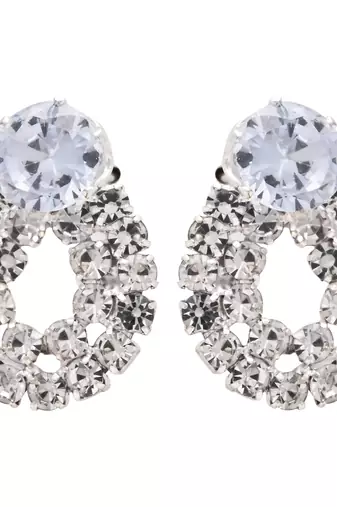 silver plated cubic zirconia american diamond necklace jewellery set 