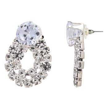 silver plated cubic zirconia american diamond necklace jewellery set  5