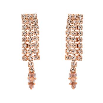 rose cubic zirconia american diamond necklace jewellery set  4