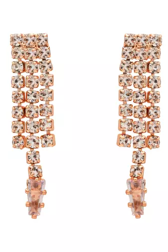 rose cubic zirconia american diamond necklace jewellery set 