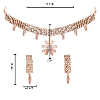 rose cubic zirconia american diamond necklace jewellery set  5