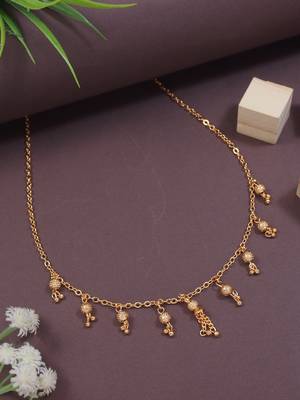 gold plated chain ethnic beadwork necklace jewellery set  1