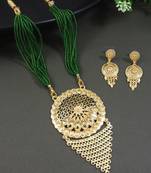 traditional green beads necklace set 