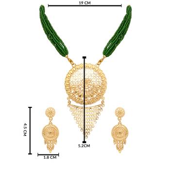 traditional green beads necklace set  5