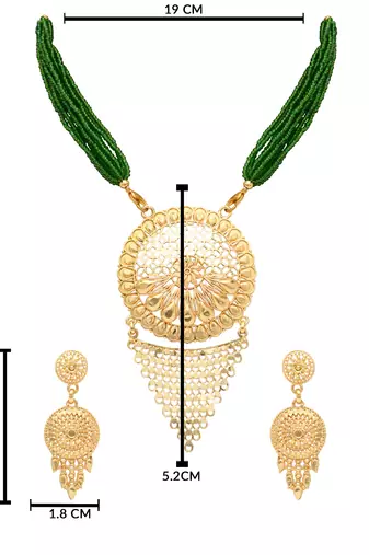 traditional green beads necklace set 