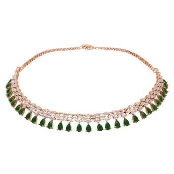 cubic zirconia american diamond necklace jewellery set  3