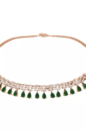 cubic zirconia american diamond necklace jewellery set 