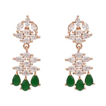 cubic zirconia american diamond necklace jewellery set  4