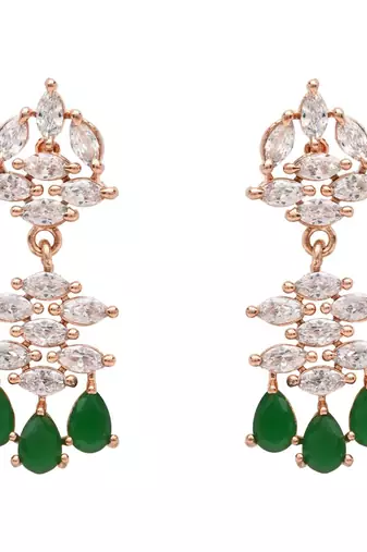 cubic zirconia american diamond necklace jewellery set 
