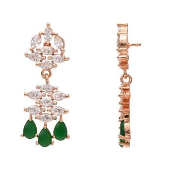 cubic zirconia american diamond necklace jewellery set  5