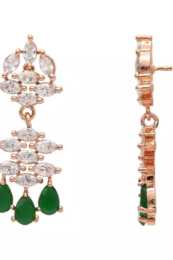 cubic zirconia american diamond necklace jewellery set 