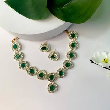 traditional stone choker necklace jewellery set  1