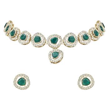 traditional stone choker necklace jewellery set  2