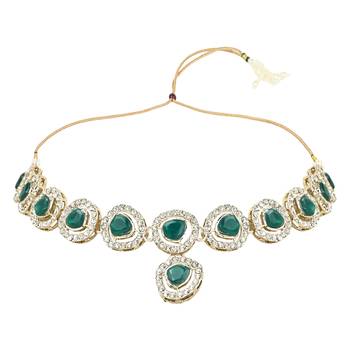 traditional stone choker necklace jewellery set  3