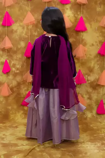 Kid1 alina velvet lehenga