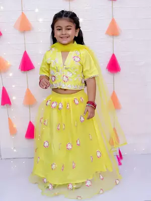 Kid1 rose bliss choli with sequins net lehenga and dupatta 1