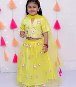 Kid1 rose bliss choli with sequins net lehenga and dupatta