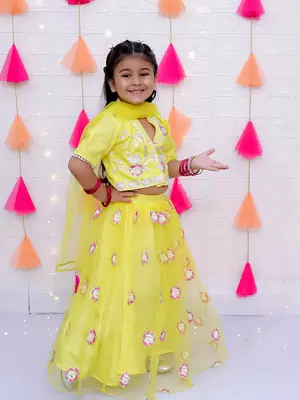 Kid1 rose bliss choli with sequins net lehenga and dupatta 3