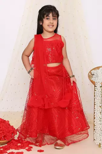 Kid1 starlet choli with sequins net lehenga and dupatta