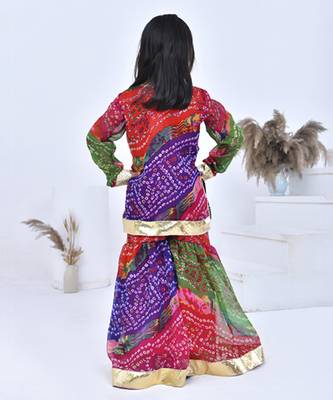 Multicolor printed chiffon girls sharara set 4