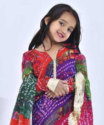 Multicolor printed chiffon girls sharara set 5