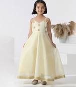 Beige embroidered silk girls kurti set