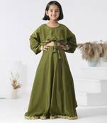 Green plain crepe girls skirts