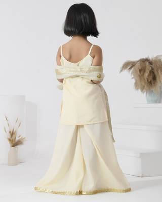 Ivory embroidered crepe girls sharara set 5