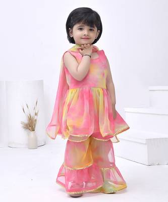 Multicolor embroidered georgette girls sharara set 1