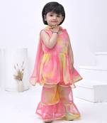 Multicolor embroidered georgette girls sharara set