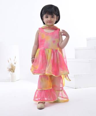 Multicolor embroidered georgette girls sharara set 2