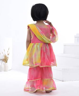 Multicolor embroidered georgette girls sharara set 4