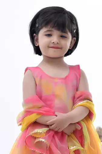 Multicolor embroidered georgette girls sharara set