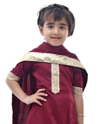 Maroon embroidered taffeta girls sharara set 5
